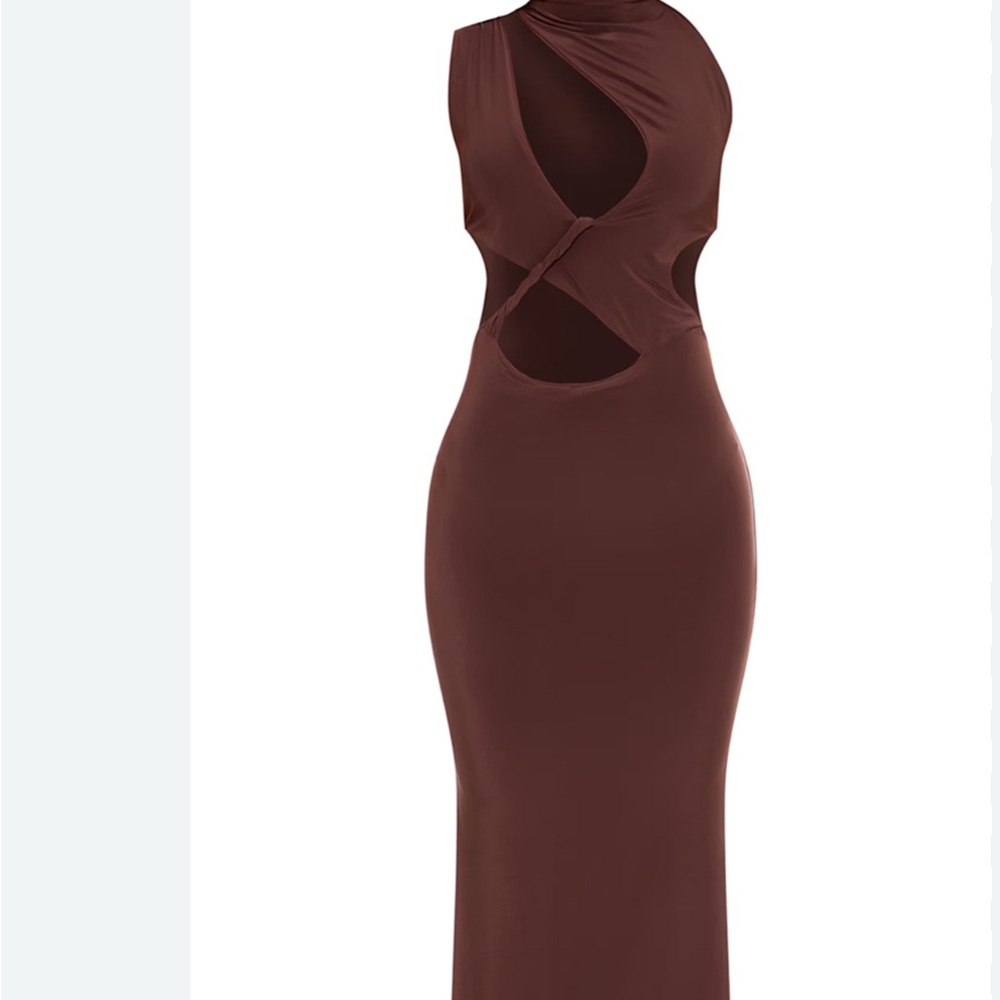 PrettyLittleThing One Shoulder Brown Dress